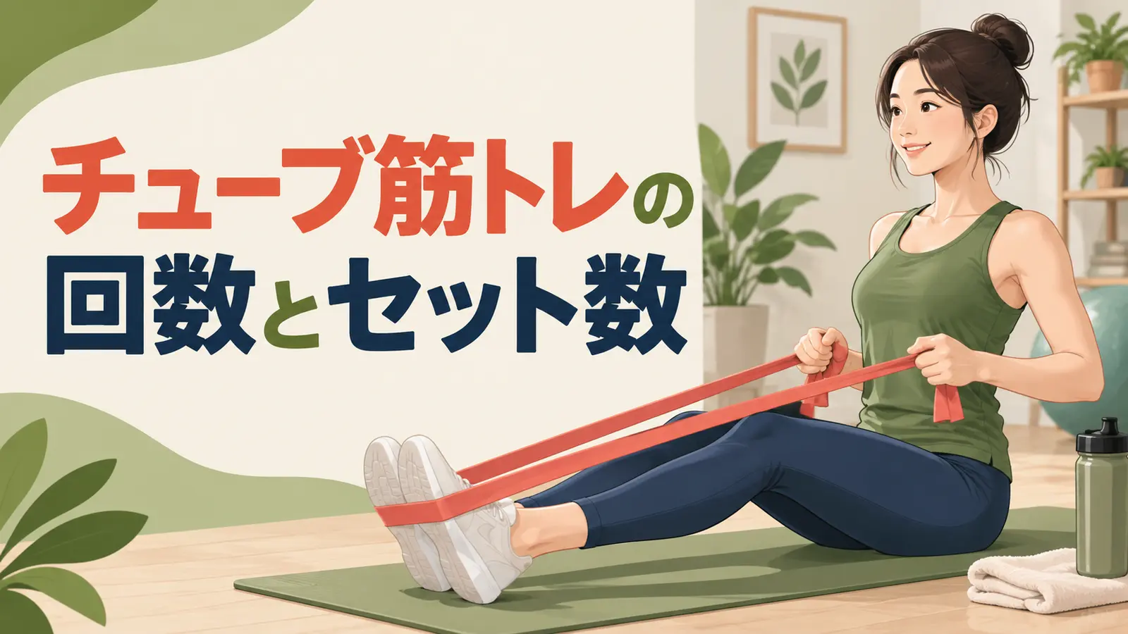 チューブ筋トレの回数とセット数を解説するアイキャッチ