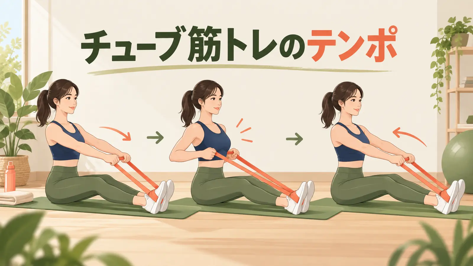 チューブ筋トレのテンポを解説するアイキャッチ