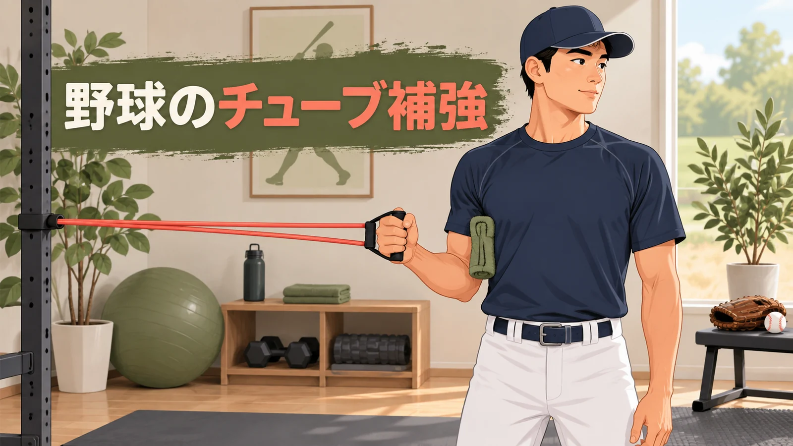野球のチューブ補強のアイキャッチ