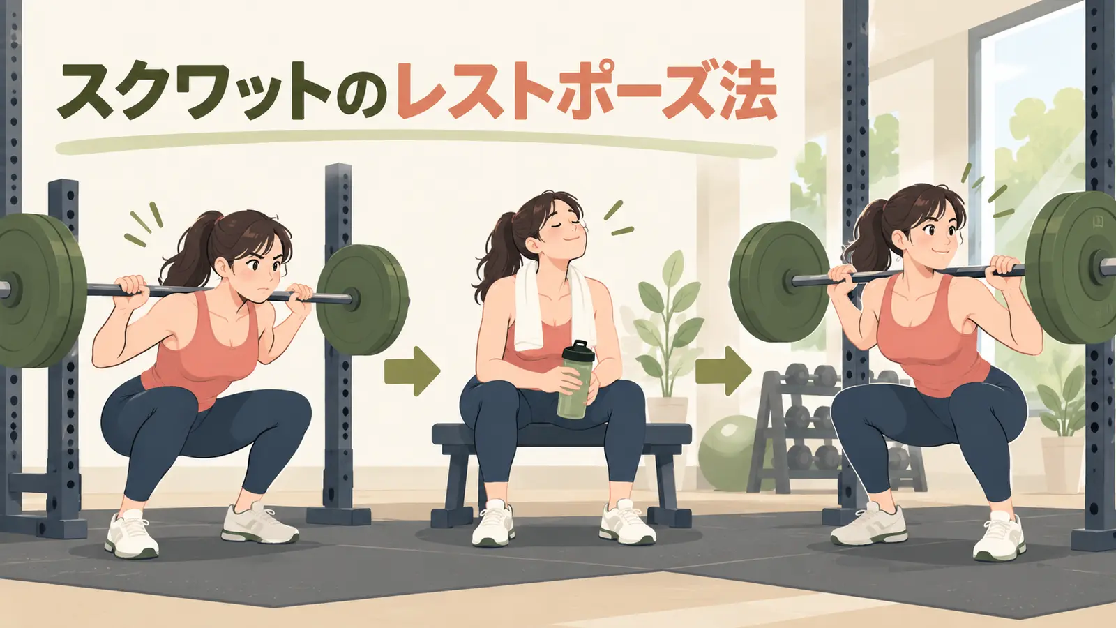 スクワットのレストポーズ法とは?休憩時間・重量・回数の目安