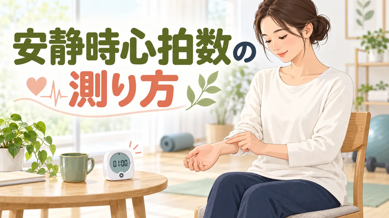 安静時心拍数の測り方を解説するアイキャッチ