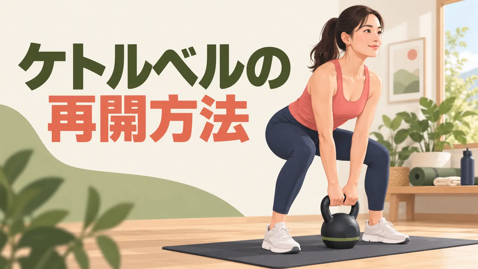 ケトルベルを久しぶりに再開する方法｜ブランク後の2週間メニューを解説するケトルベルのイラスト