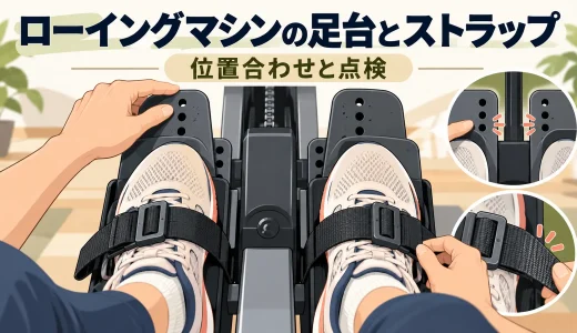 ローイングマシンのフットストラップ・足台の点検