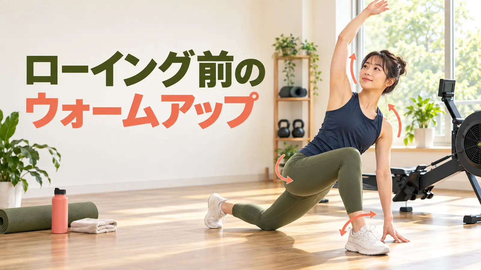 ローイング前に背中と股関節を動かすウォームアップ