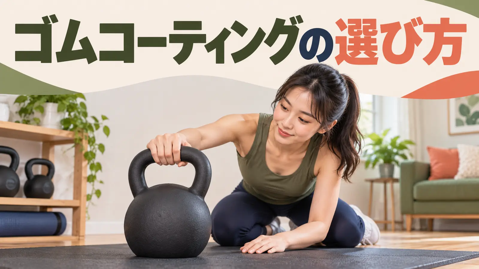 ゴムコーティングケトルベルの選び方|床保護と劣化の注意点を解説するケトルベルのイラスト