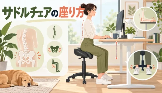 サドルチェアの座り方｜股関節を圧迫しにくい高さ・足幅・机の調整