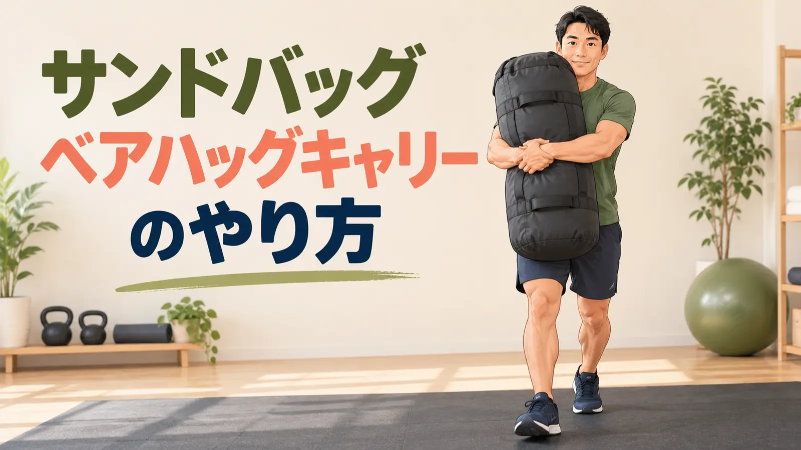 サンドバッグ本体を両腕で抱えて運ぶベアハッグキャリー サンドバッグ本体を両腕で抱えて運ぶベアハッグキャリー