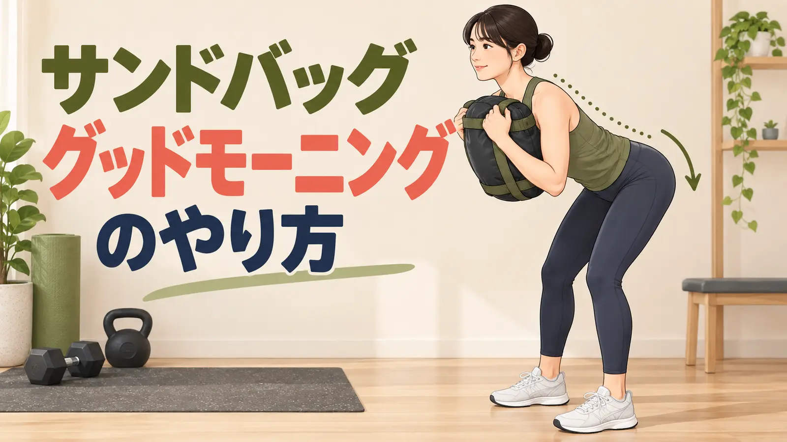 胸前でサンドバッグを保持するヒップヒンジ 胸前でサンドバッグを保持するヒップヒンジ