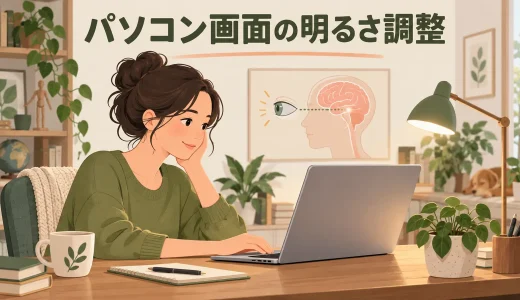 パソコン画面の明るさ調整｜目を細めて前のめりにならない設定