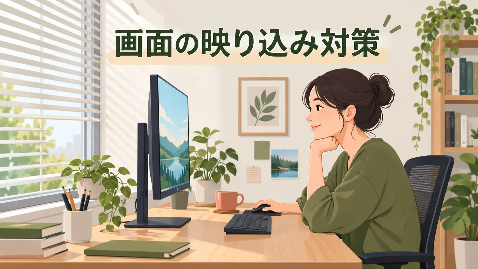 窓とモニターの向きを調整したデスク