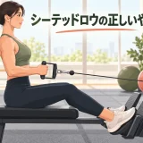 シーテッドロウを正しい姿勢で行うイラスト