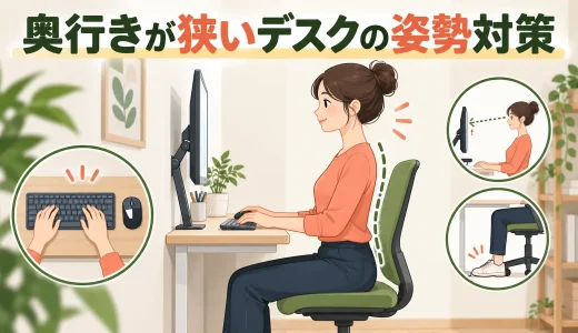 奥行きが狭いデスクの姿勢対策｜モニター・キーボード・マウスの省スペース配置
