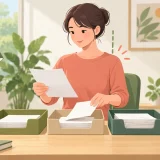 シュレッダーの正面に立って紙を投入する様子