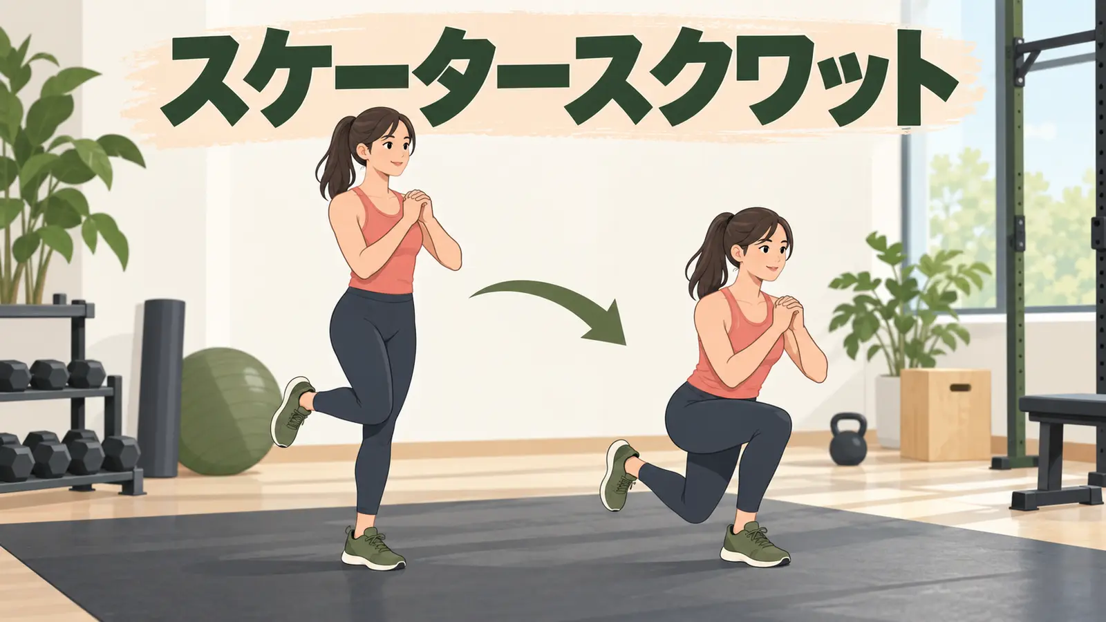 スケータースクワットを行う様子