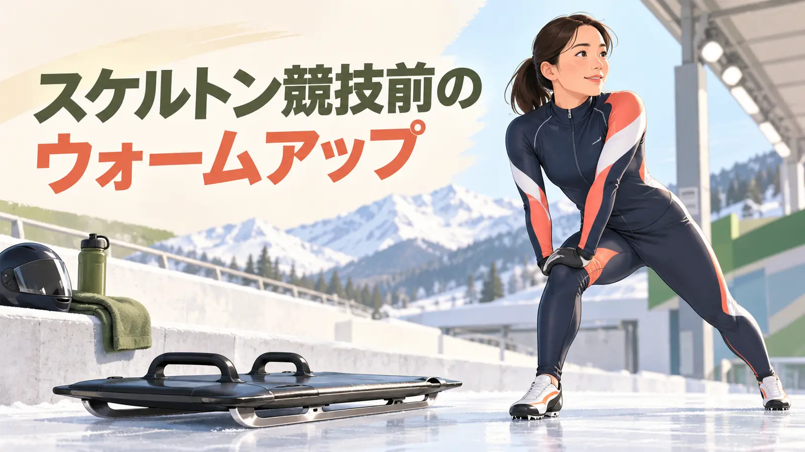 スケルトン競技前にウォームアップを行う様子