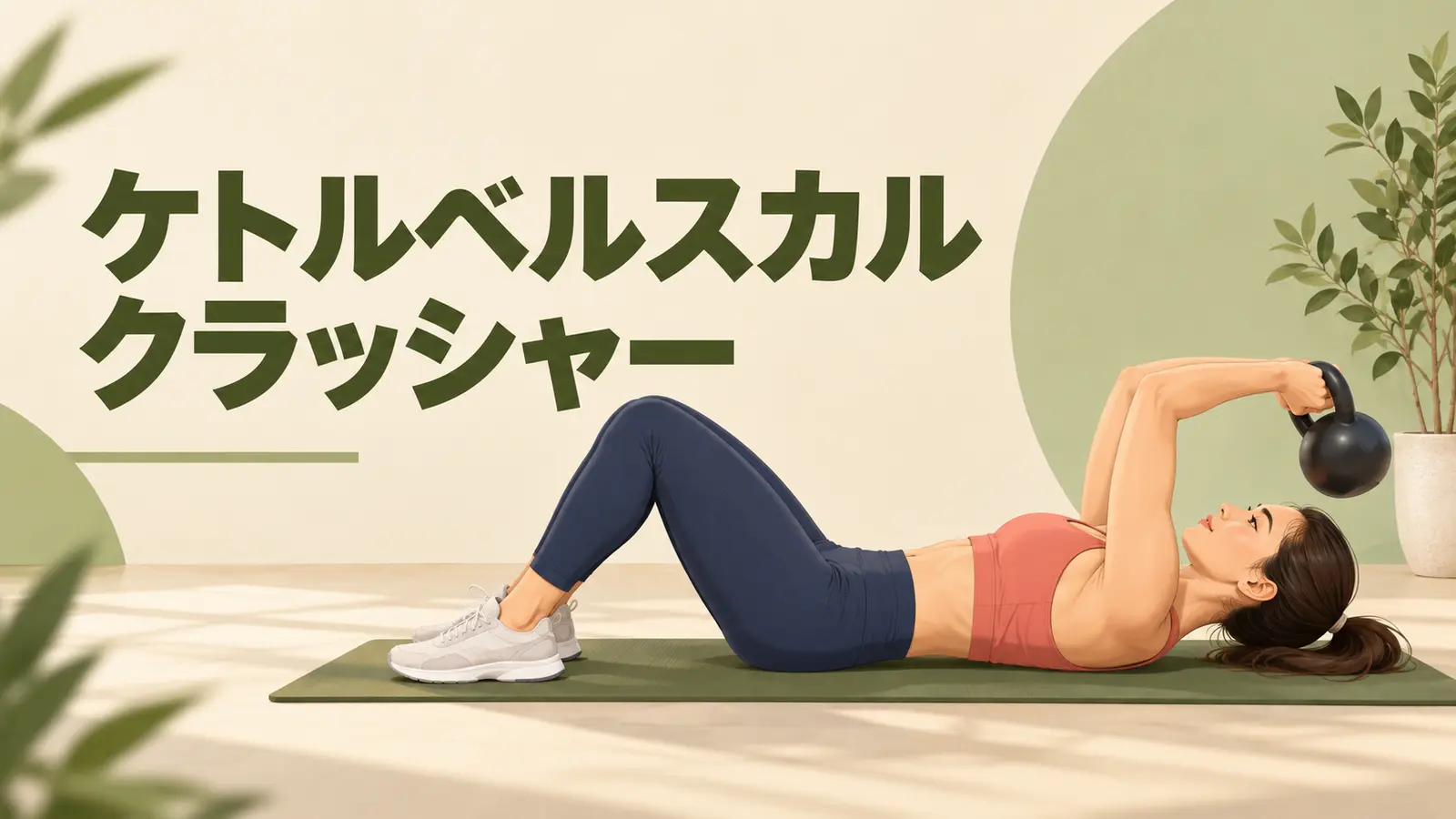 ケトルベルスカルクラッシャーのフォームを示すアイキャッチイラスト