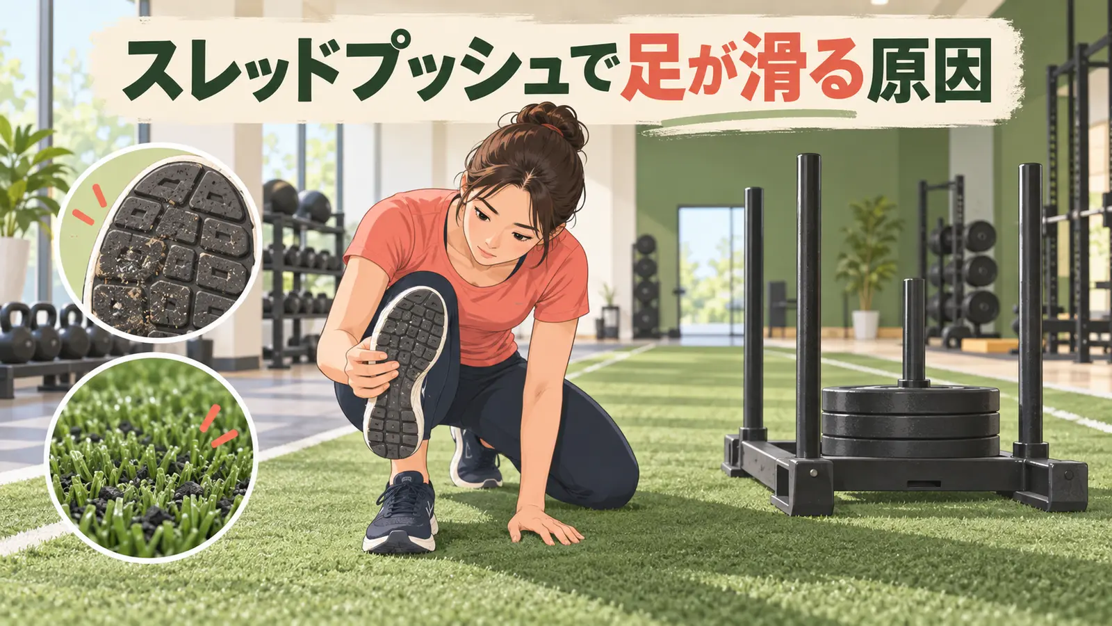 スレッドプッシュの足滑り