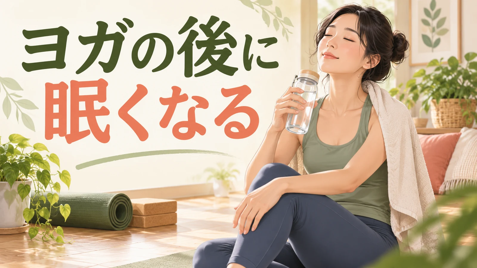 ヨガ後の眠気と休み方を解説するアイキャッチ