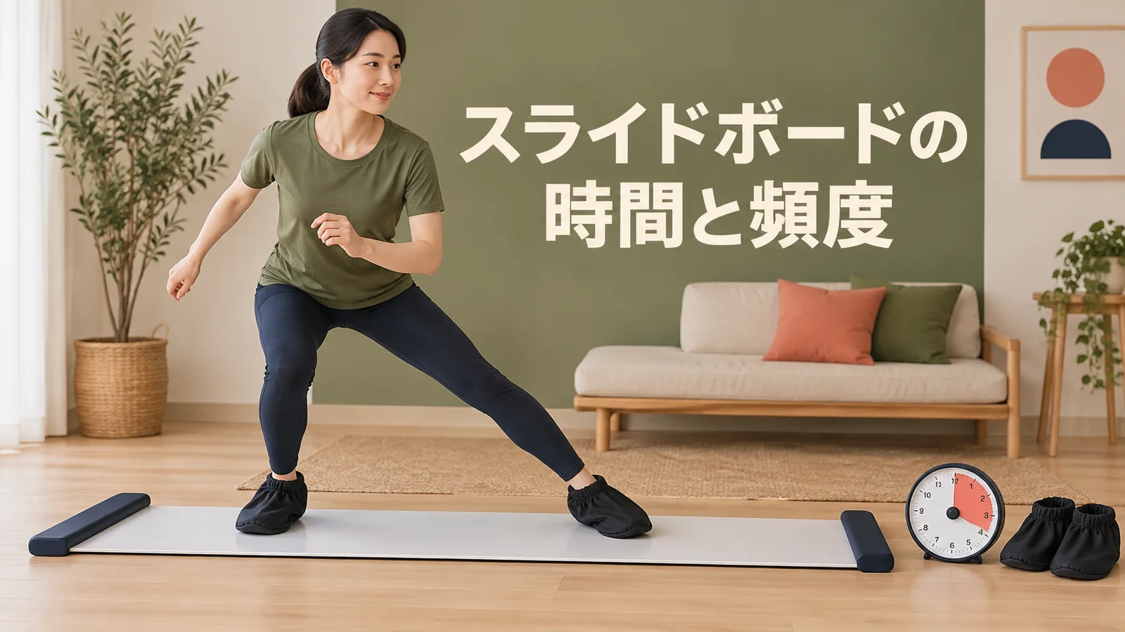 スライドボードの時間と頻度 タイマーを見ながらスライドボードの時間と頻度を調整する