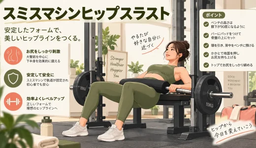 スミスマシンヒップスラストのやり方｜ベンチ位置・重量とお尻に効かせるコツ