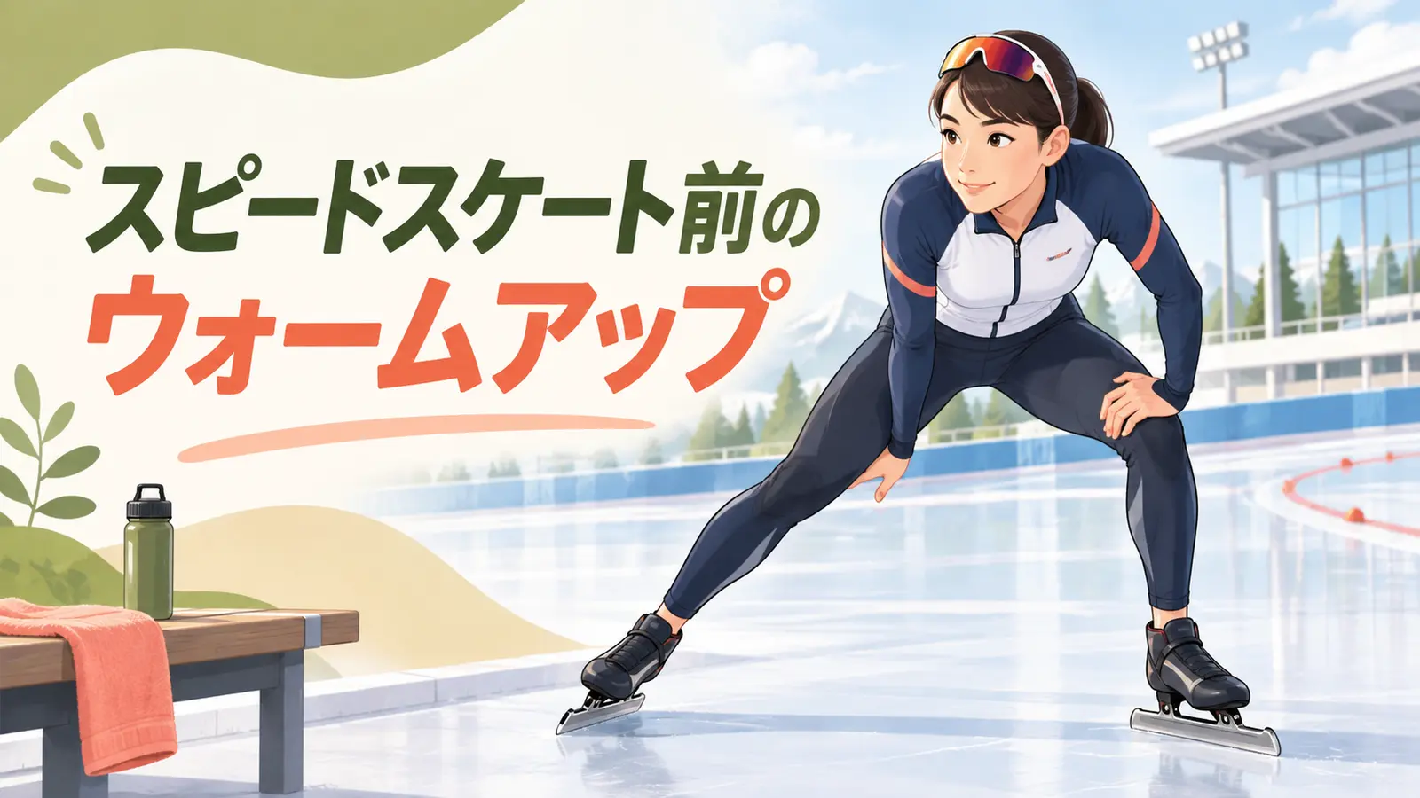 スピードスケート前にウォームアップを行う様子