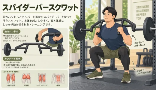 スパイダーバースクワットのやり方｜特徴・重量・安全設定