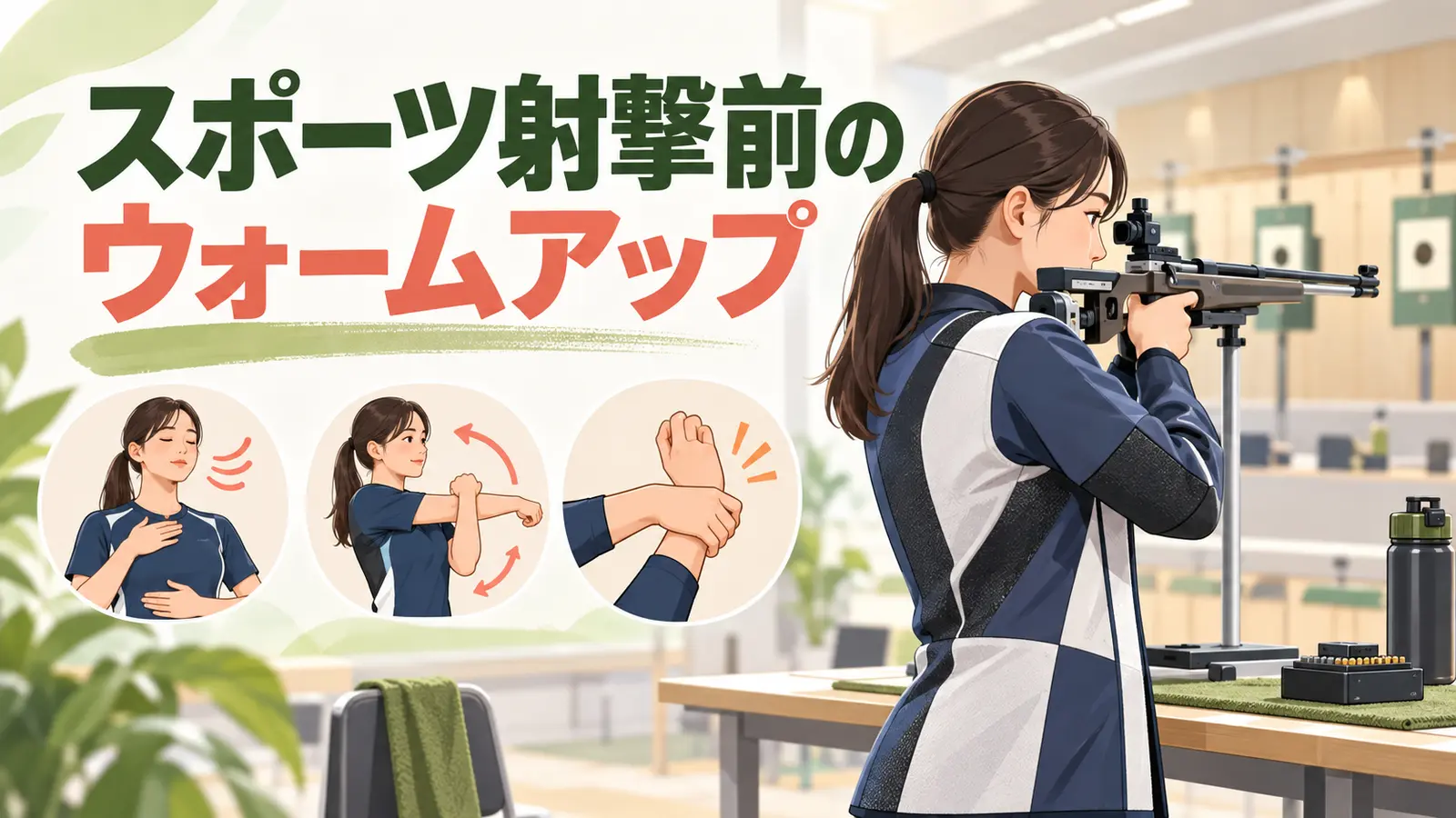 スポーツ射撃前にウォームアップを行う様子