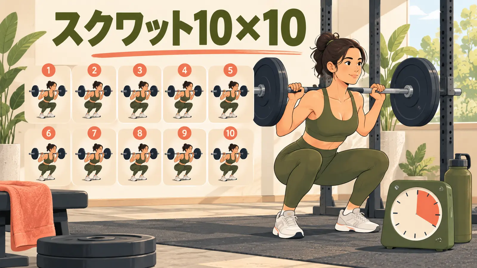 スクワット10×10のやり方:重量・休憩・高ボリュームの組み方