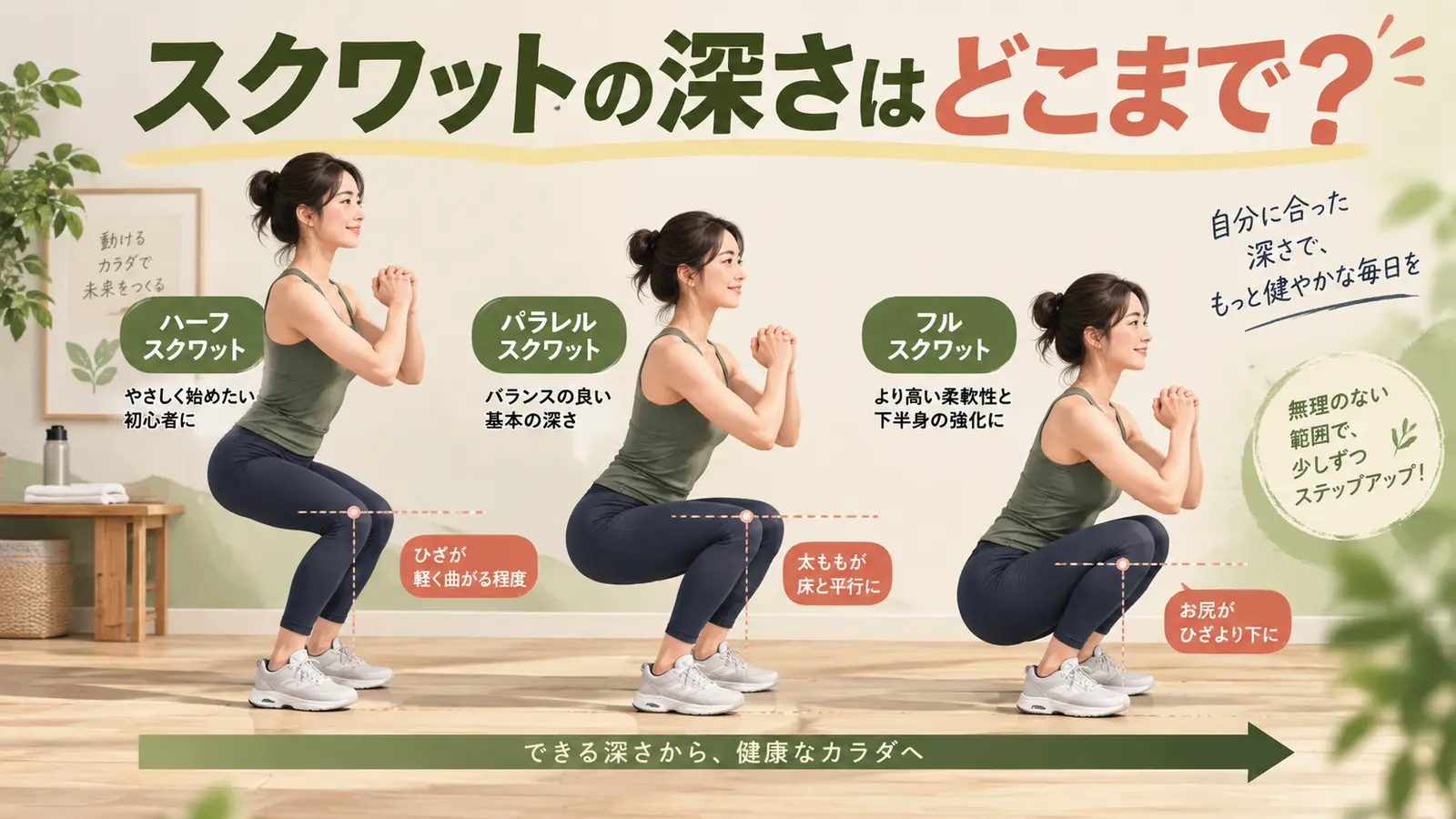 スクワットの深さ