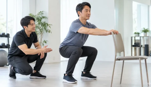 スクワットで後ろに倒れる原因は？重心と足首の改善方法