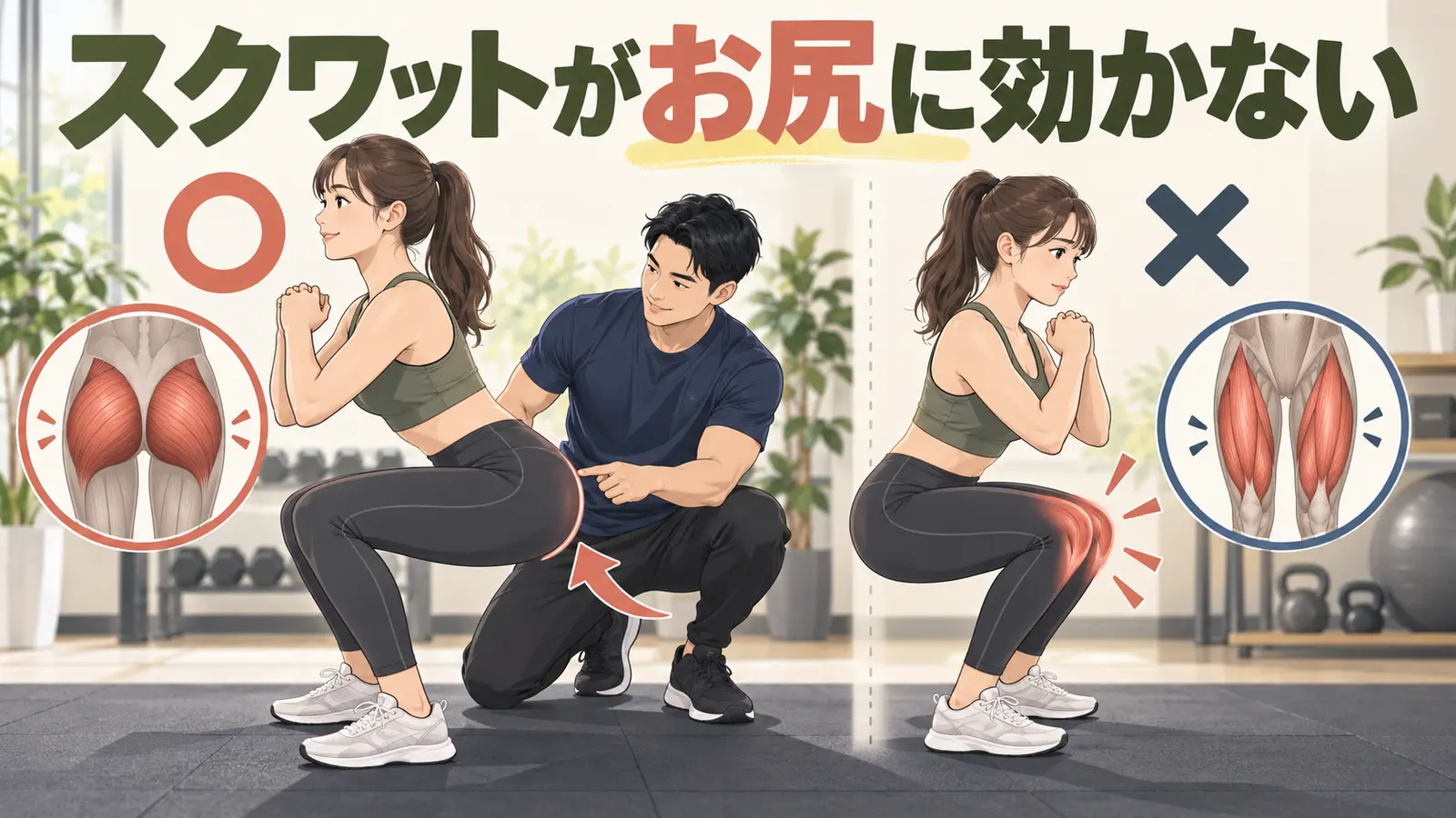スクワットがお尻に効かないときのフォーム