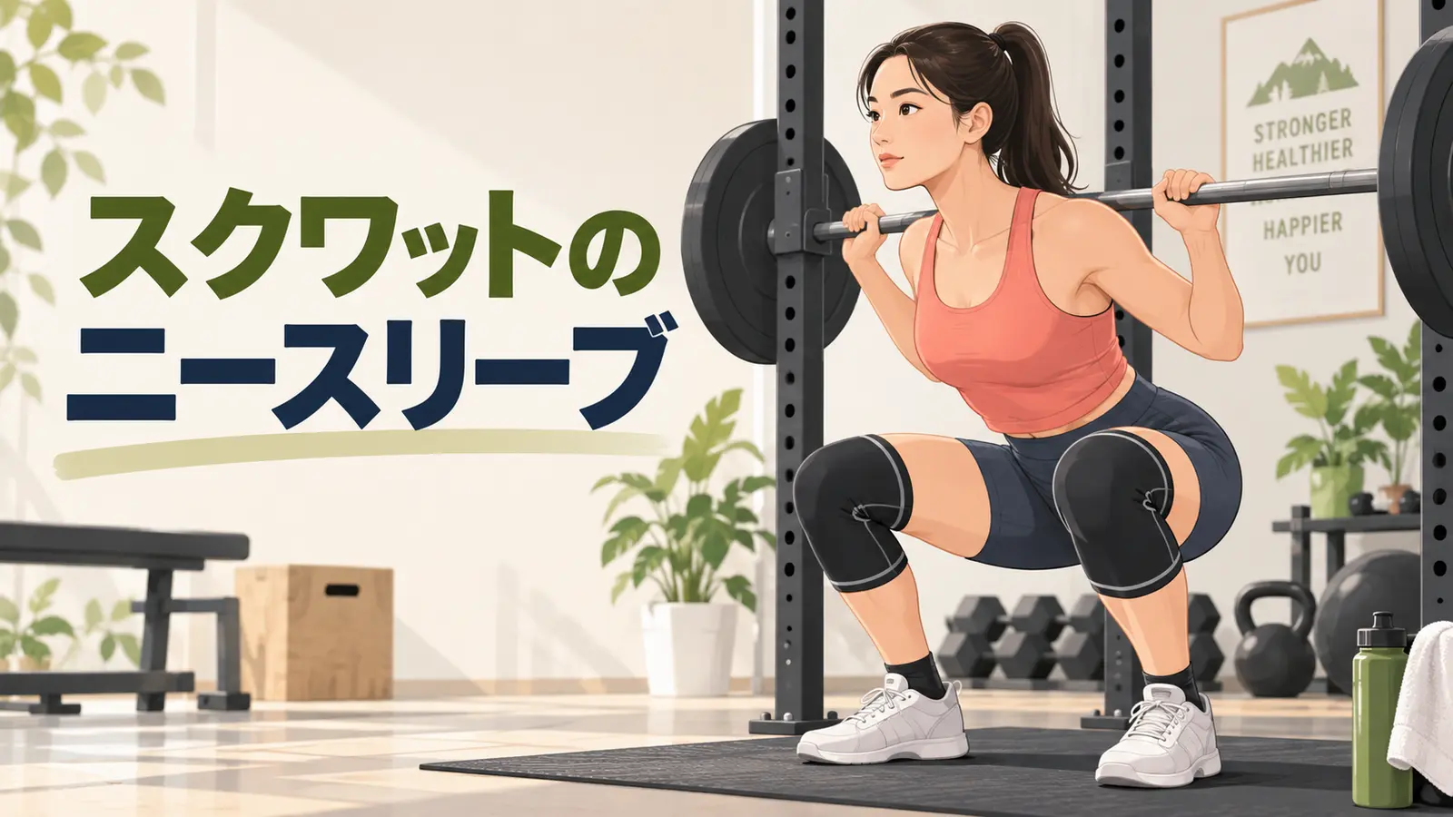 スクワット用ニースリーブを着けた人物のアイキャッチ