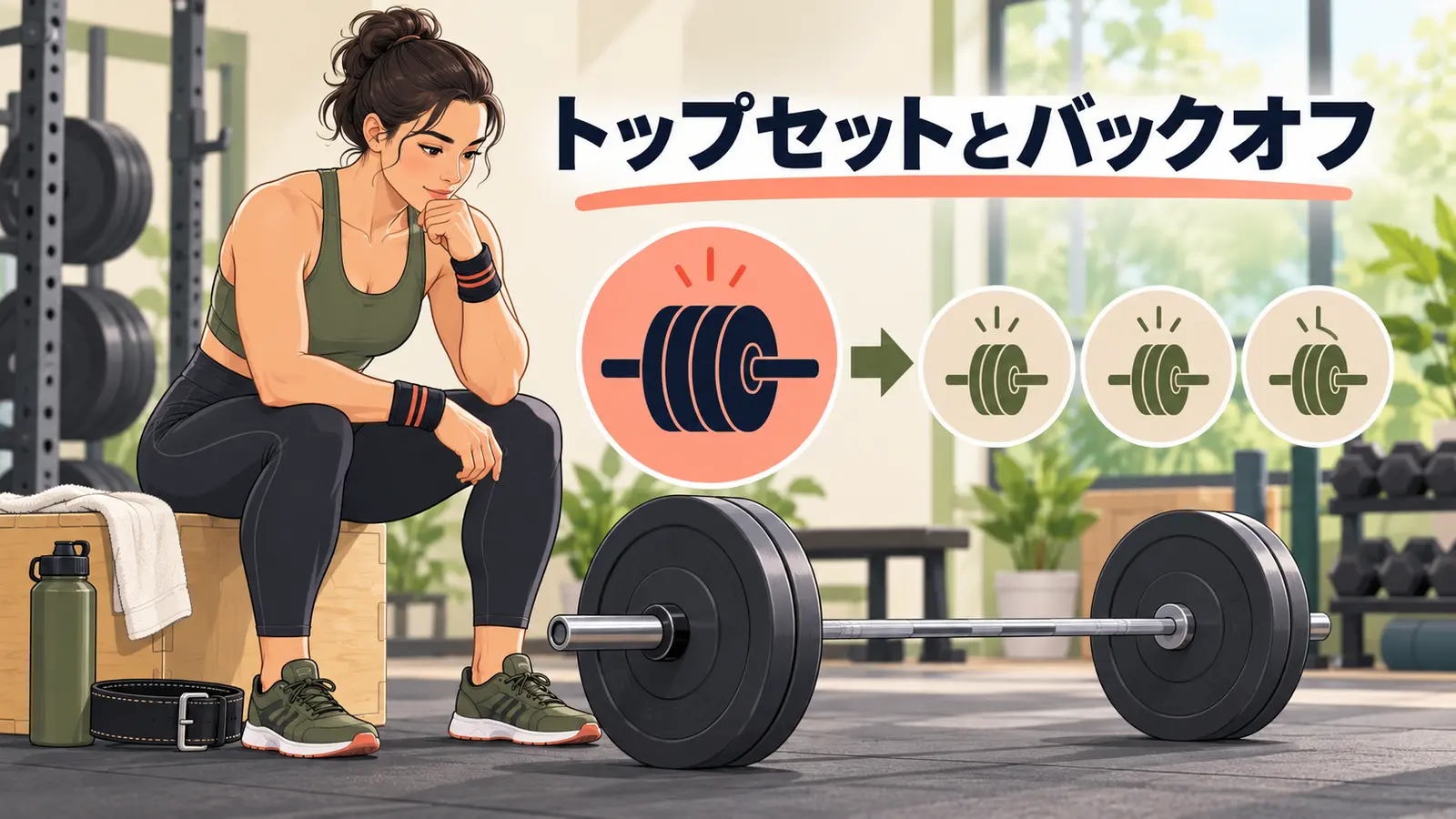 スクワットのトップセットとバックオフセットのアイキャッチ