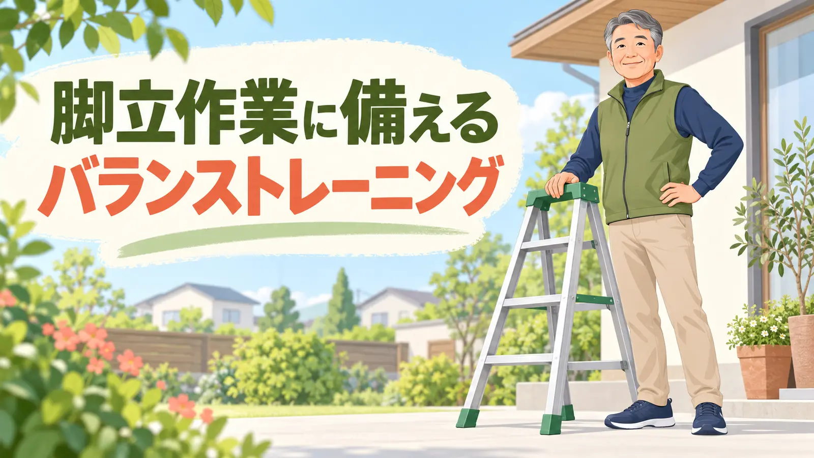 脚立作業に備えるバランス運動