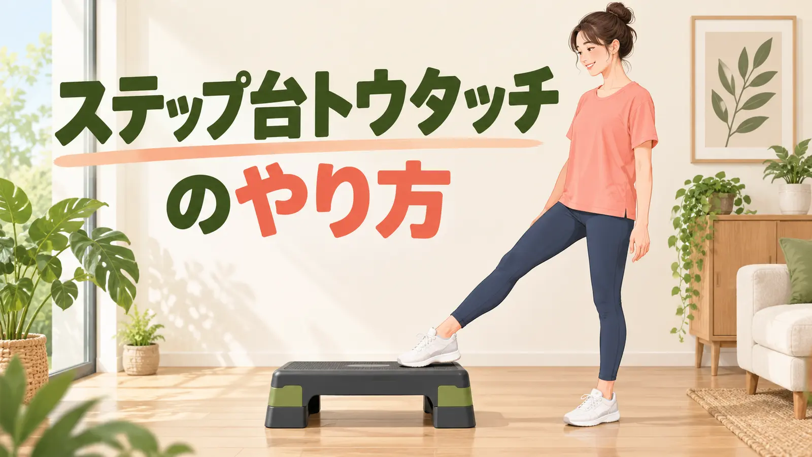 ステップ台トウタッチのやり方を示すイラスト