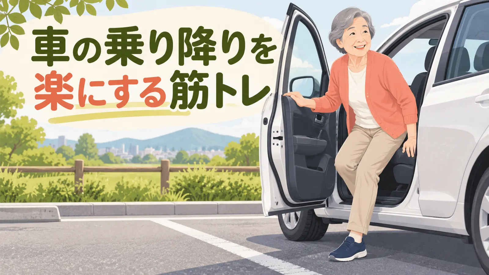 車の乗り降りを楽にする筋トレを解説するアイキャッチ画像