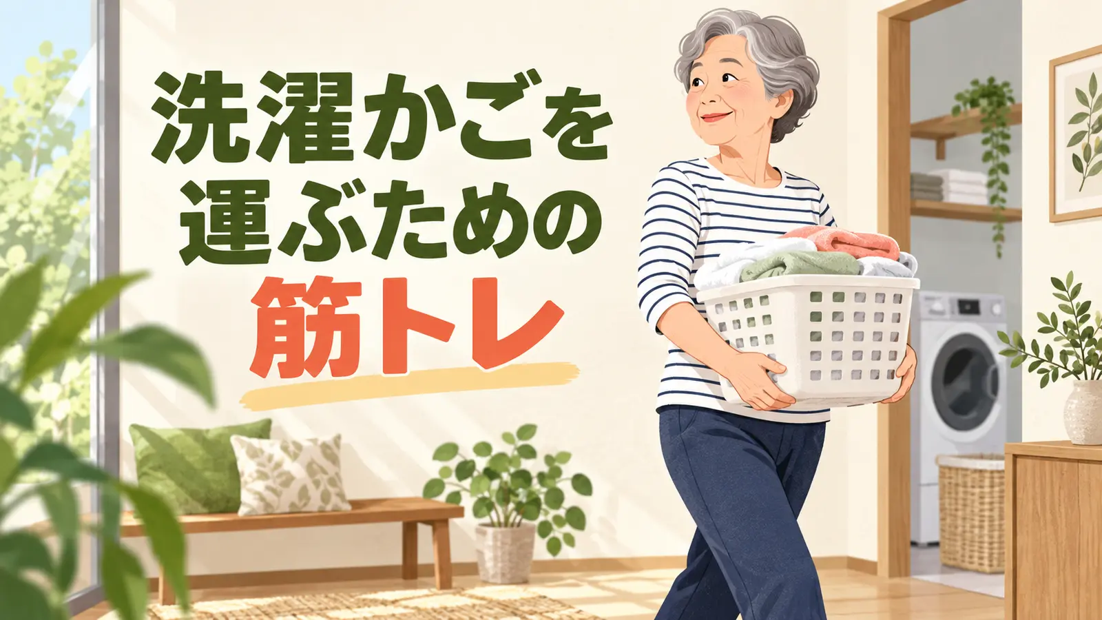 洗濯かごを運ぶ筋トレを解説するアイキャッチ画像