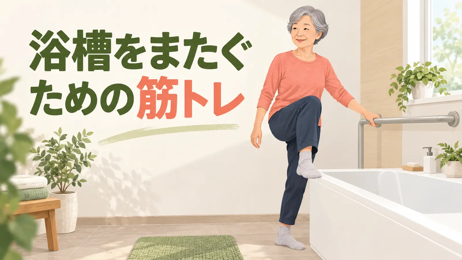 浴槽をまたぐ筋トレの要点を紹介するアイキャッチ画像