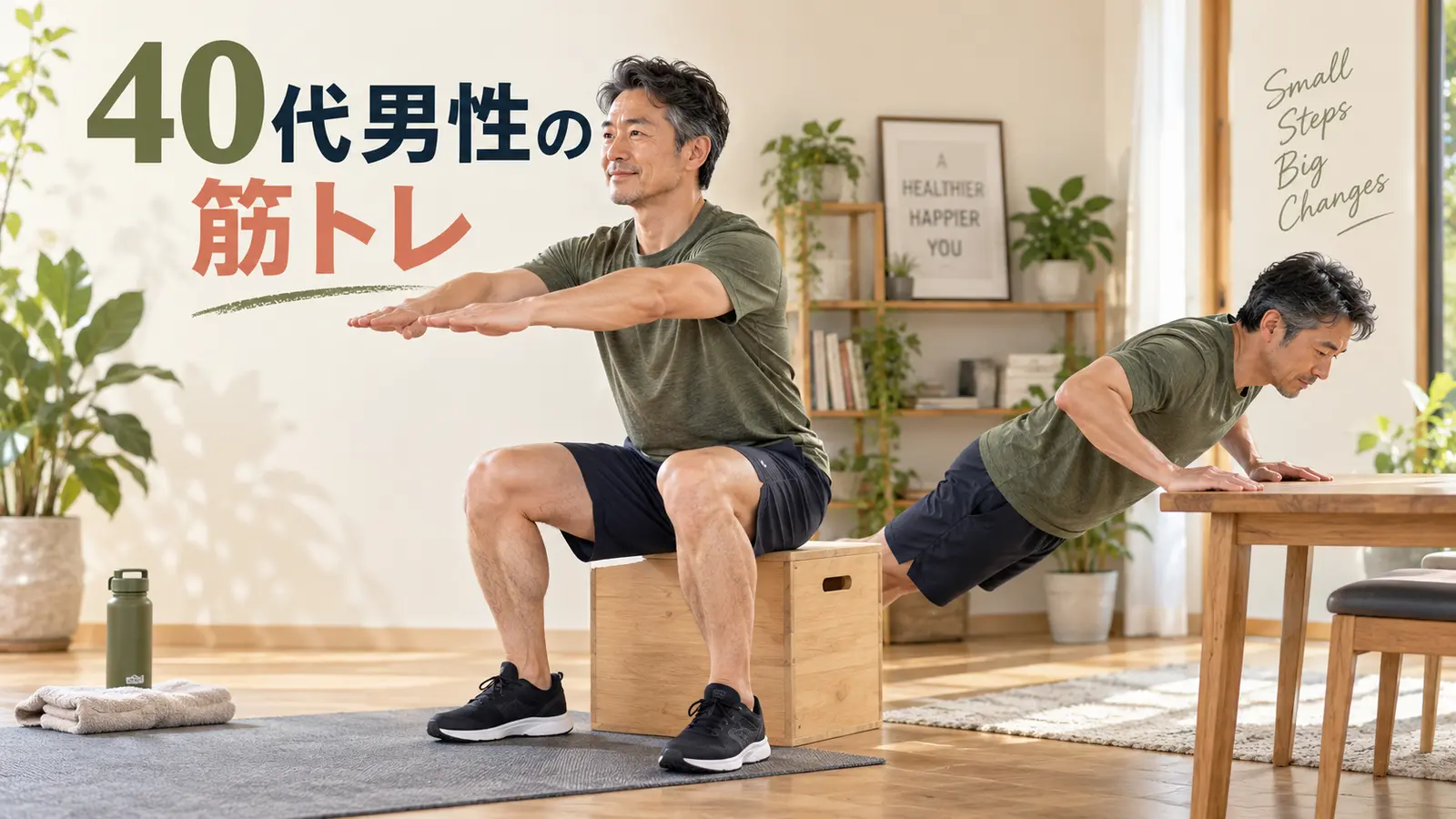 40代女性の筋トレメニューの基本動作を示す図