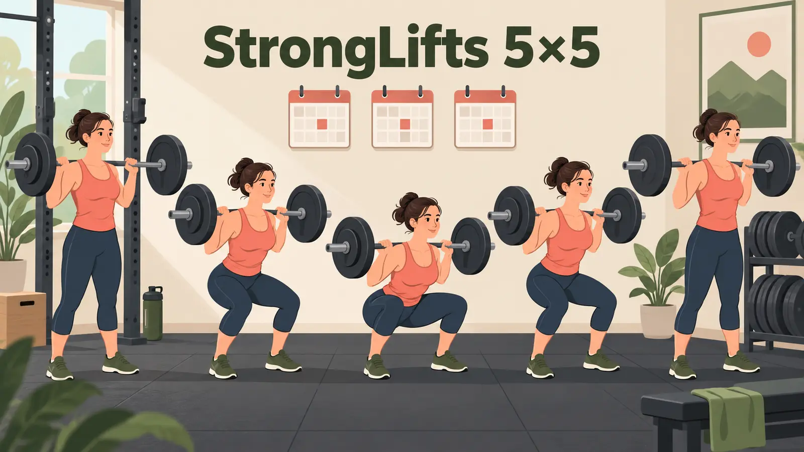 StrongLifts 5×5のスクワット:週3日の重量と停滞時の調整