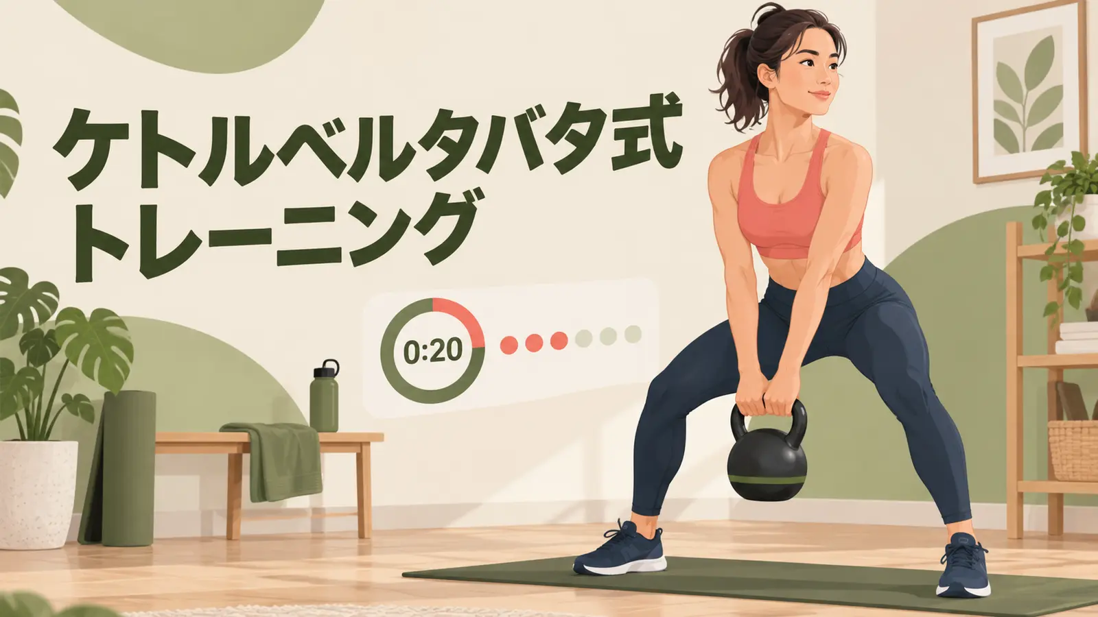ケトルベルタバタ式トレーニングの内容を表すアイキャッチイラスト