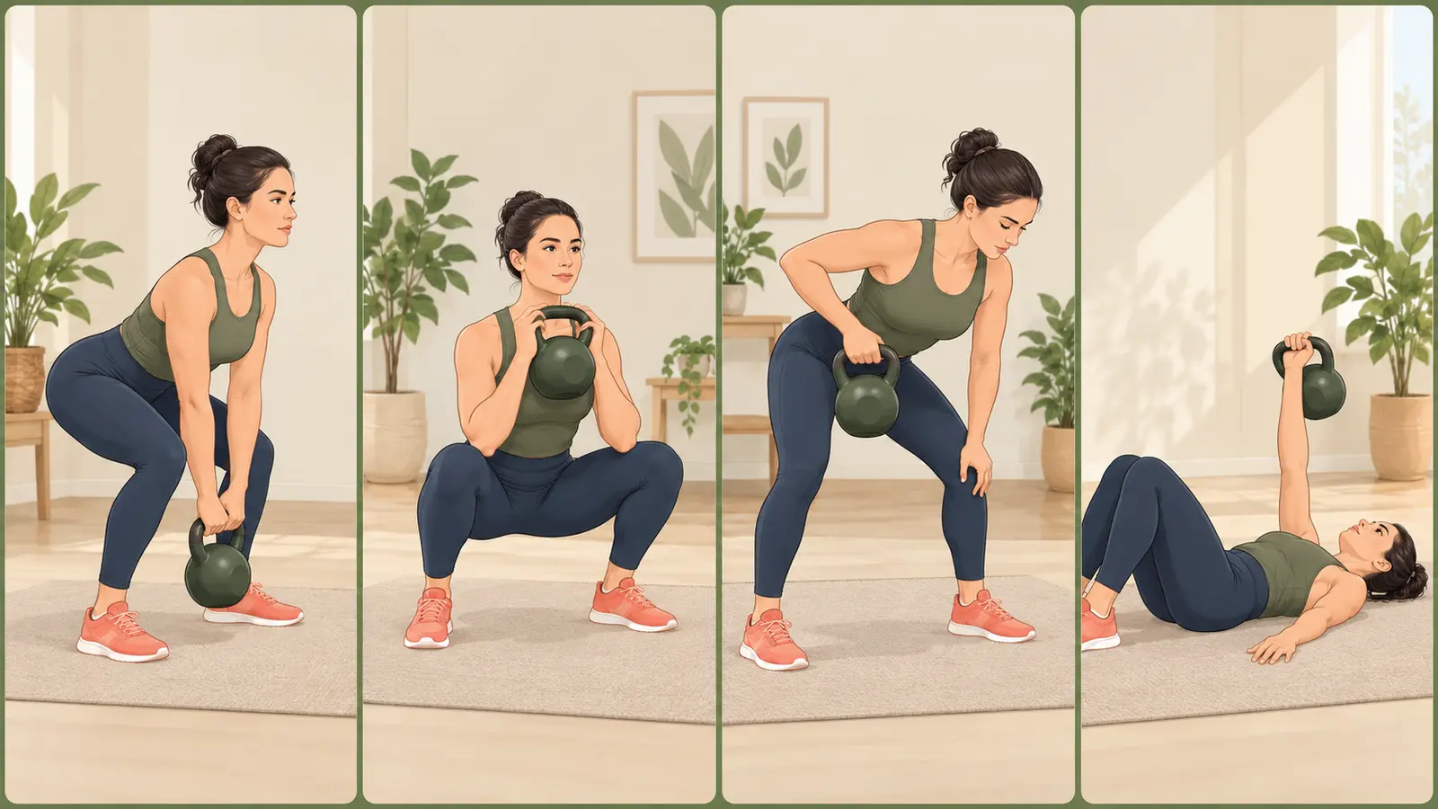 ケトルベルタバタ式トレーニングで行う4種目の構成イラスト