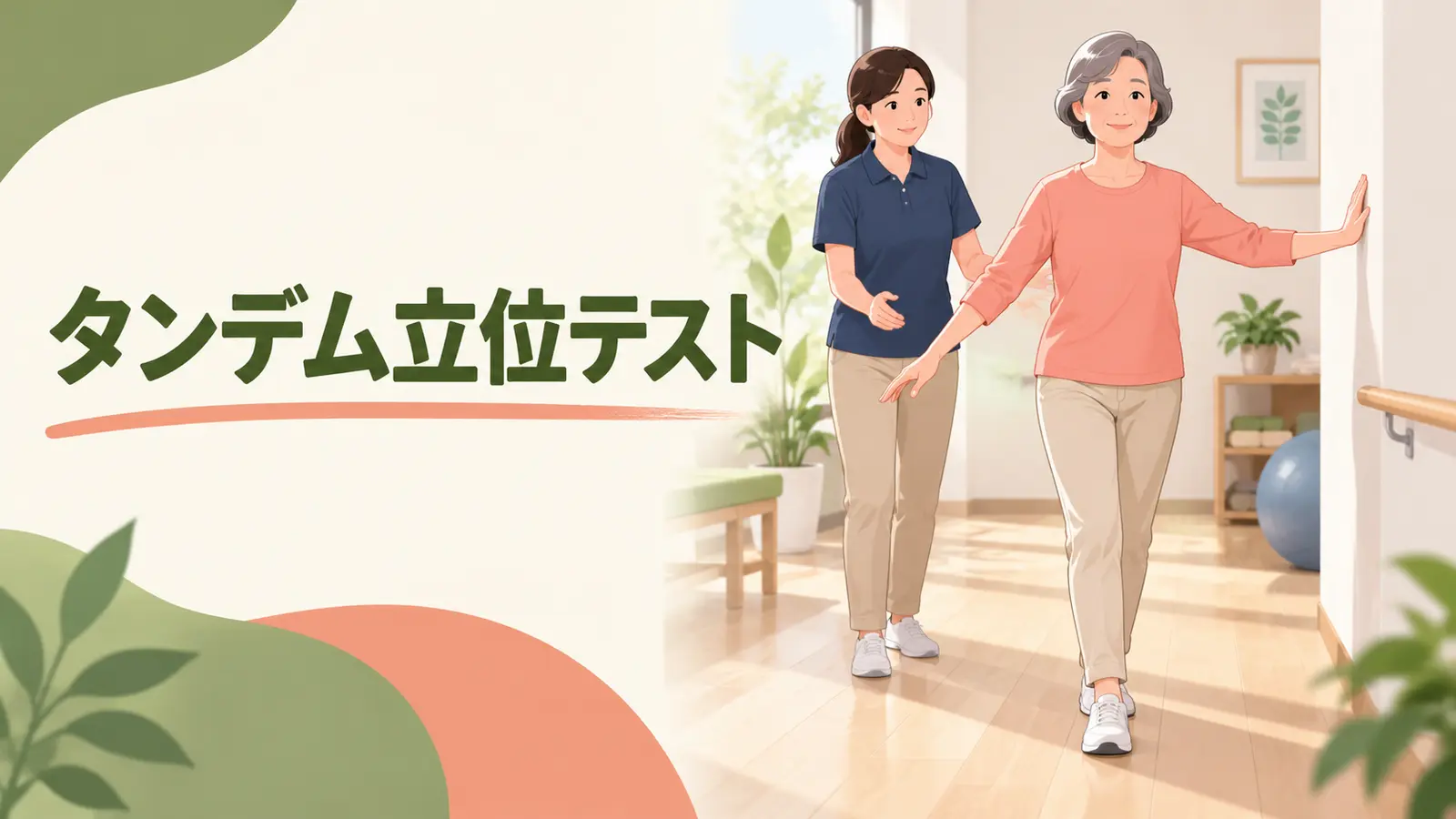 踵とつま先を一直線にして立つ人物