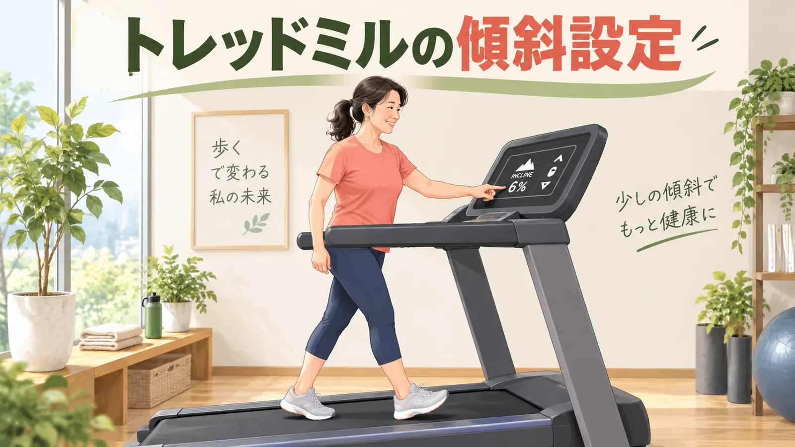 トレッドミルの傾斜を調整する初心者