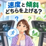 トレッドミルの速度と傾斜を比較する人物
