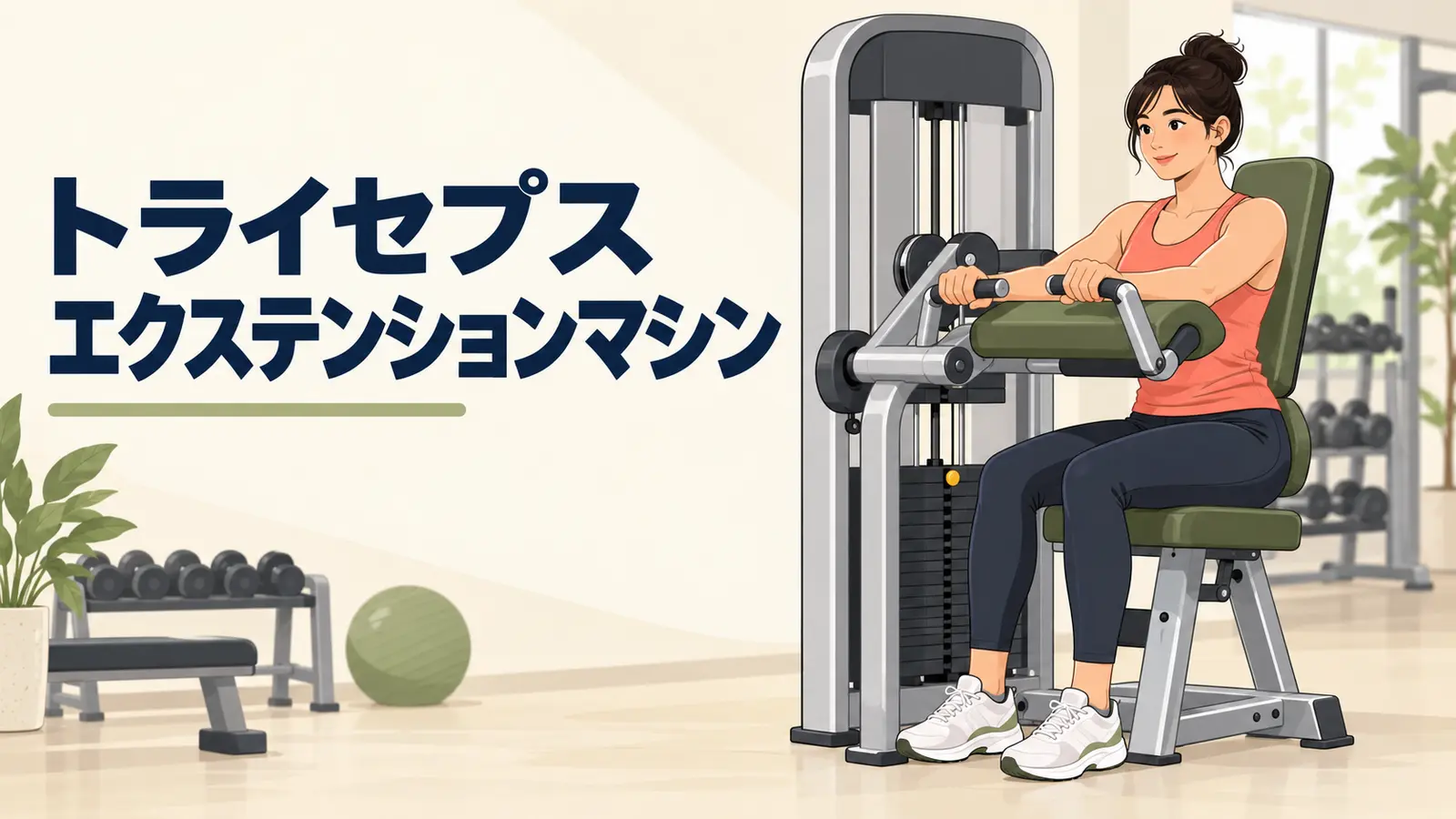 トライセプスエクステンションマシンの使い方を示すアイキャッチ