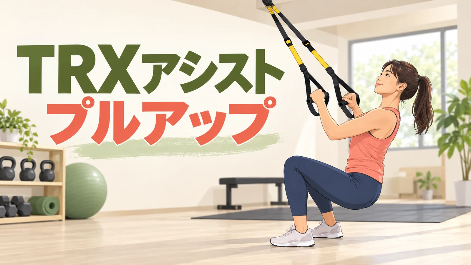 TRXアシストプルアップの正しいやり方を示すアイキャッチ