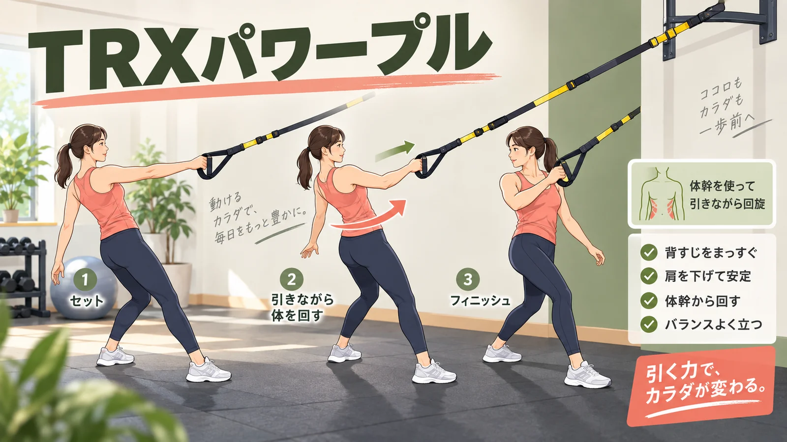 パワープルの正しいフォームを示すアイキャッチ