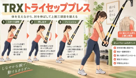 TRXトライセッププレスのやり方｜肘を開かず腕へ効かせるフォーム