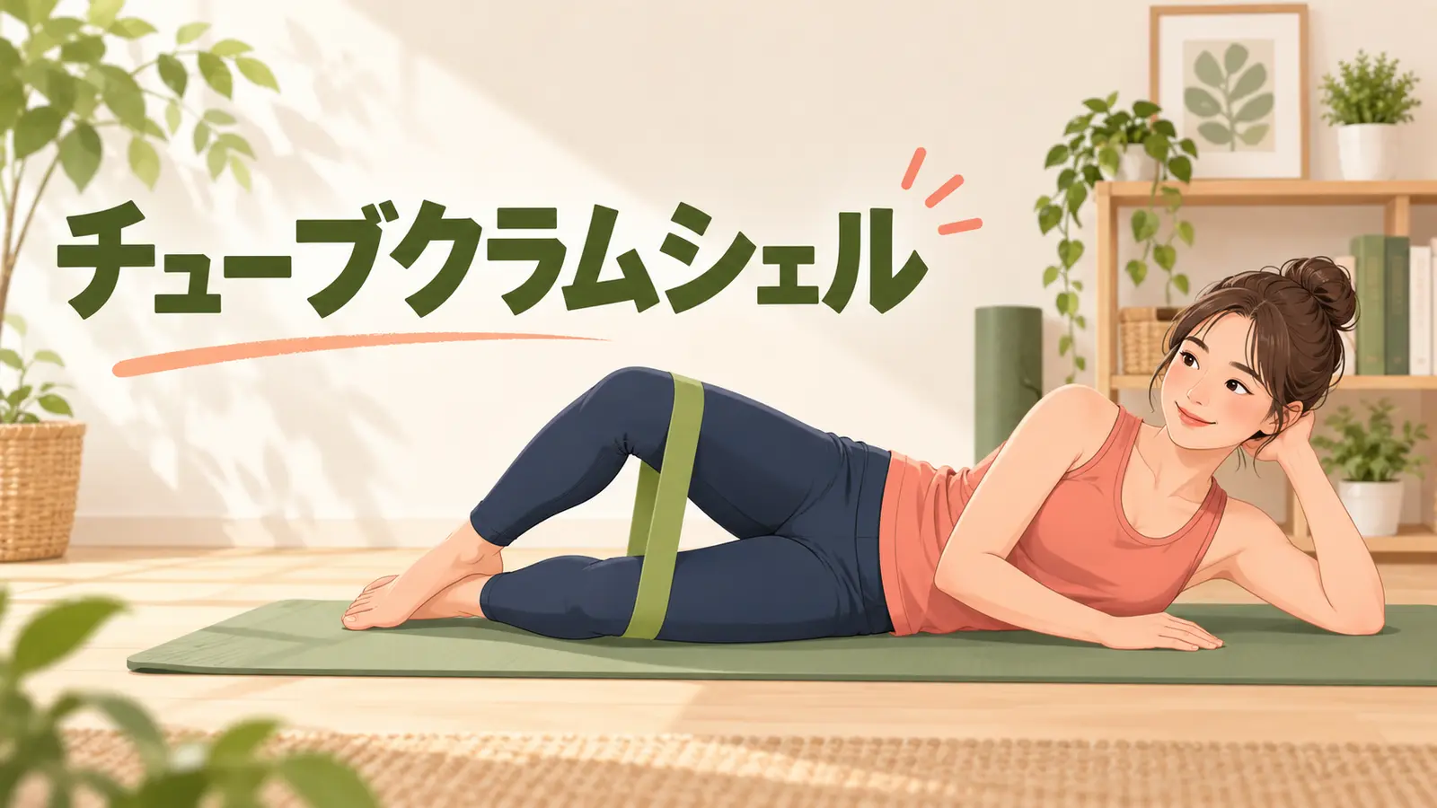チューブクラムシェルを行う人物の解説イラスト